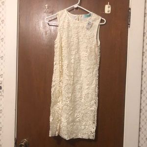 Size Small Karlie brand Off-White Sleeveless Floral Sheath Dress